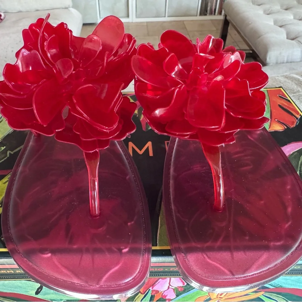 Farm Rio Flower Jelly Sandals Red (NWT - Never worn) FREE SHIPPING - Picture 1 of 4